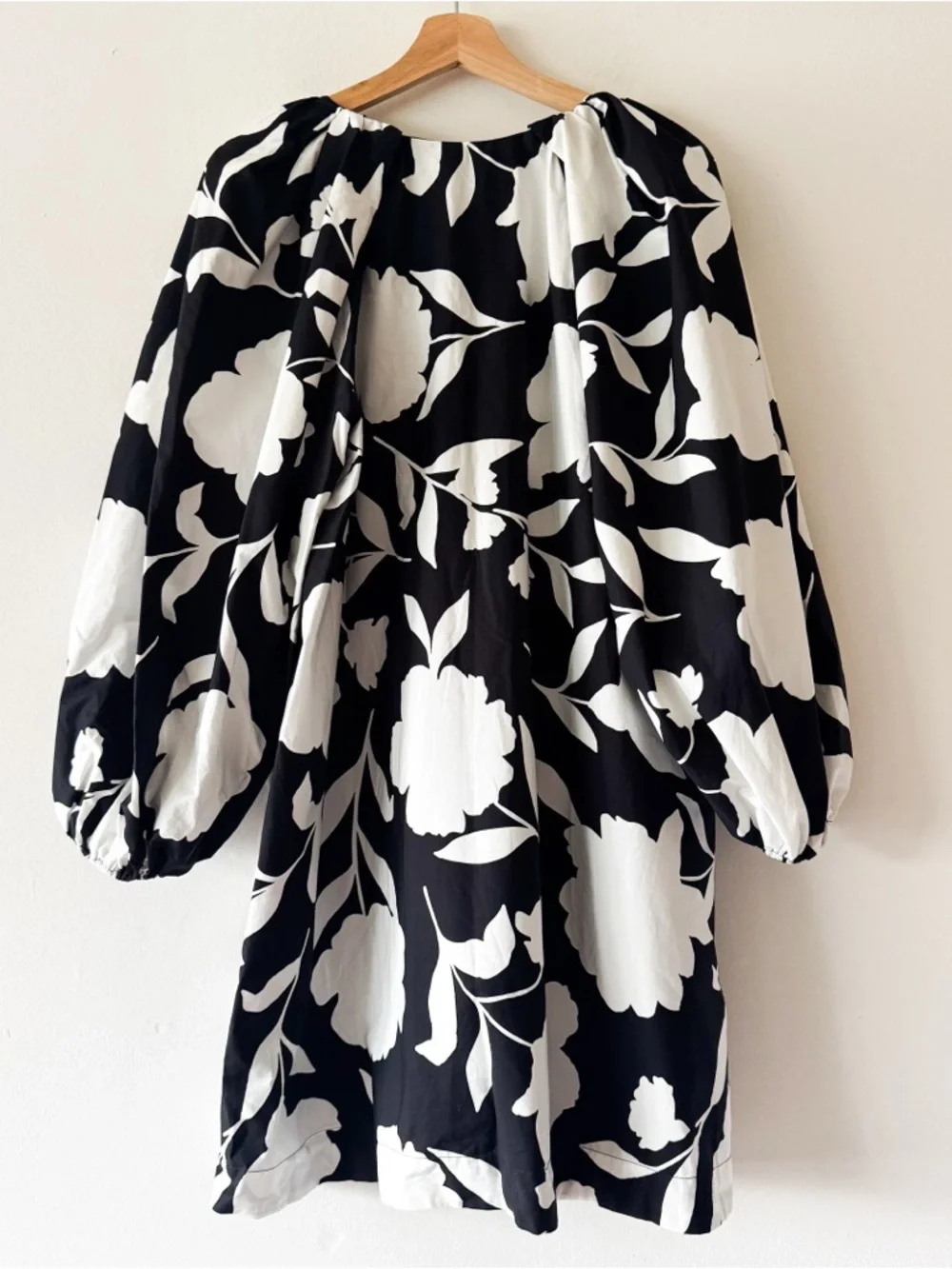 kate spade Black & White Floral Long-Sleeve Mini Dress Size XL - Picture 2 of 8